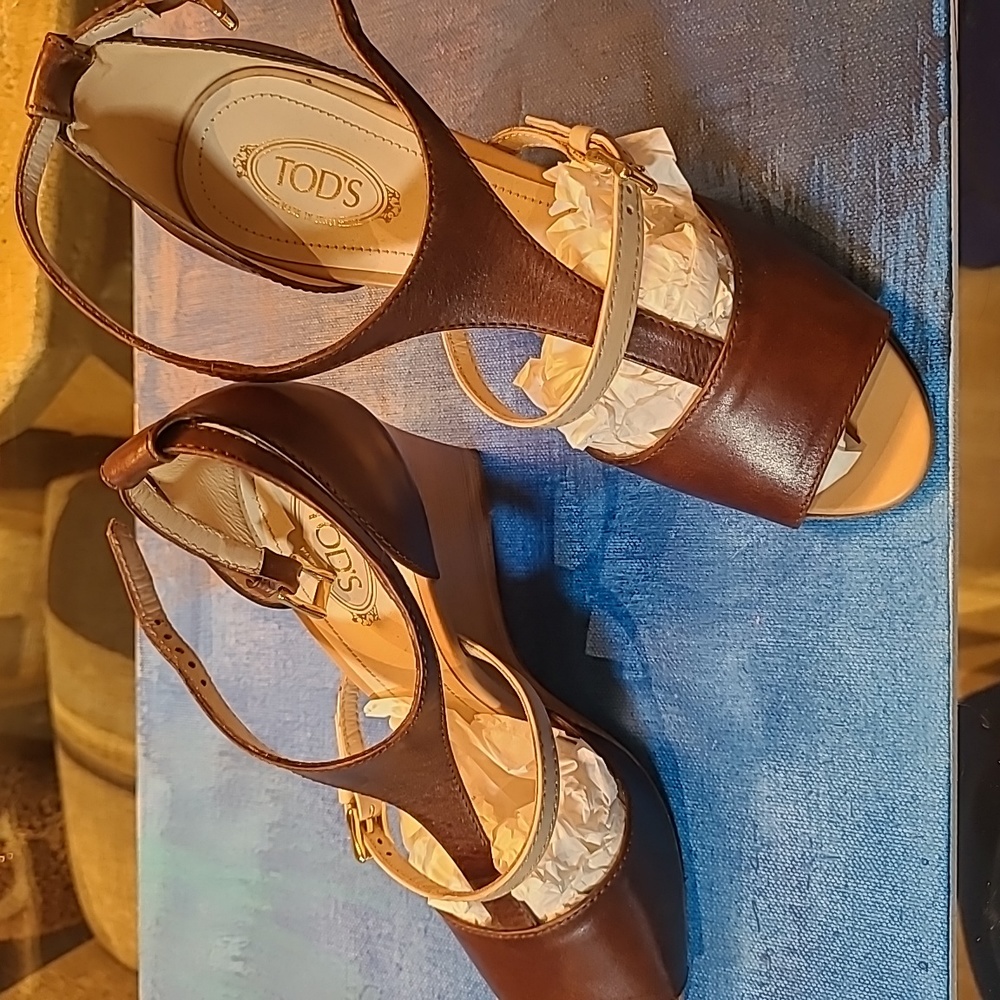 Tod's Zeppa Wedge Sandals Sz 36 New With Box No Sticker View 2
